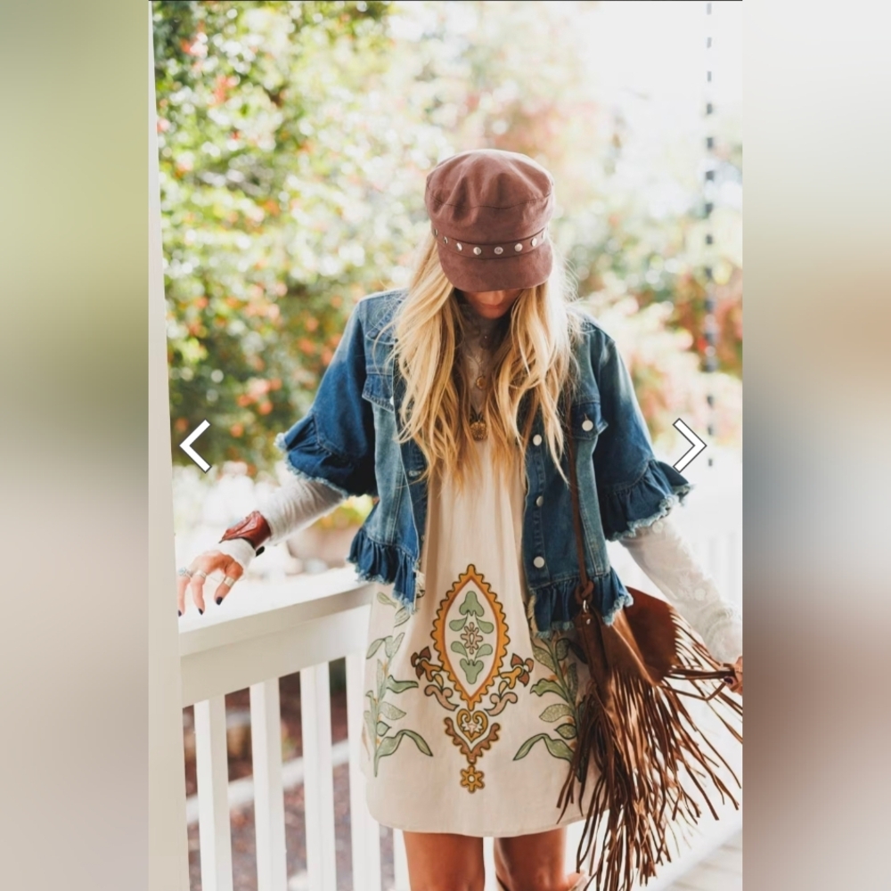 Hayden Ruffle Denim Jacket | Size M/L NWT